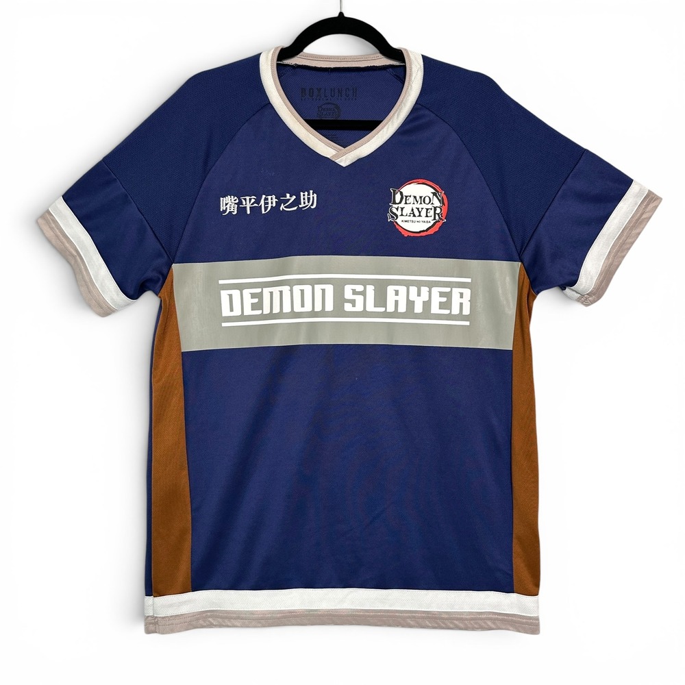 Demon Slayer Inosuke Hashibira Jersey L BoxLunch Anime Blue Soccer Shirt